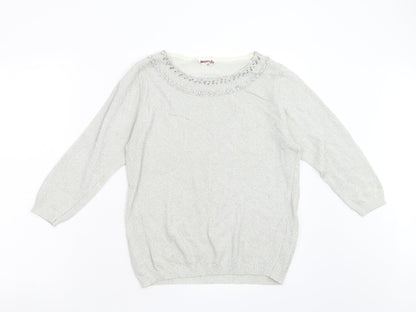 Wardo Womens Silver  Knit Pullover Jumper Size 38