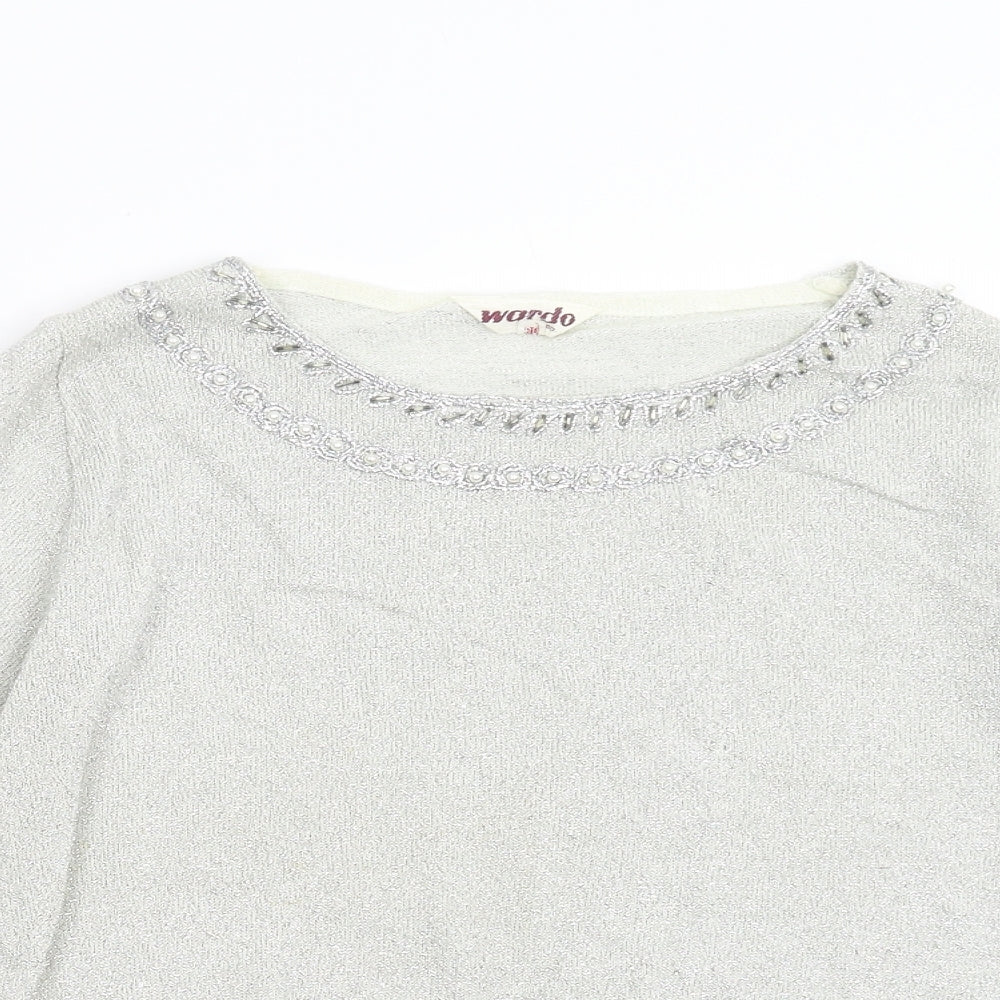 Wardo Womens Silver  Knit Pullover Jumper Size 38