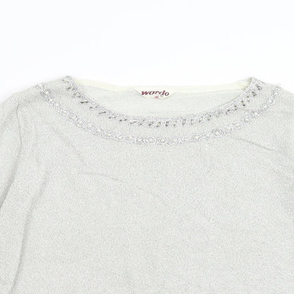 Wardo Womens Silver  Knit Pullover Jumper Size 38