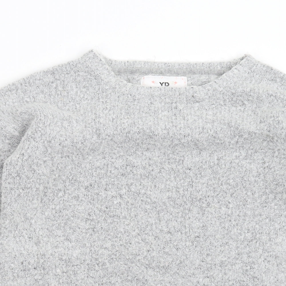 YD Girls Grey  Knit Pullover Jumper Size 12-13 Years