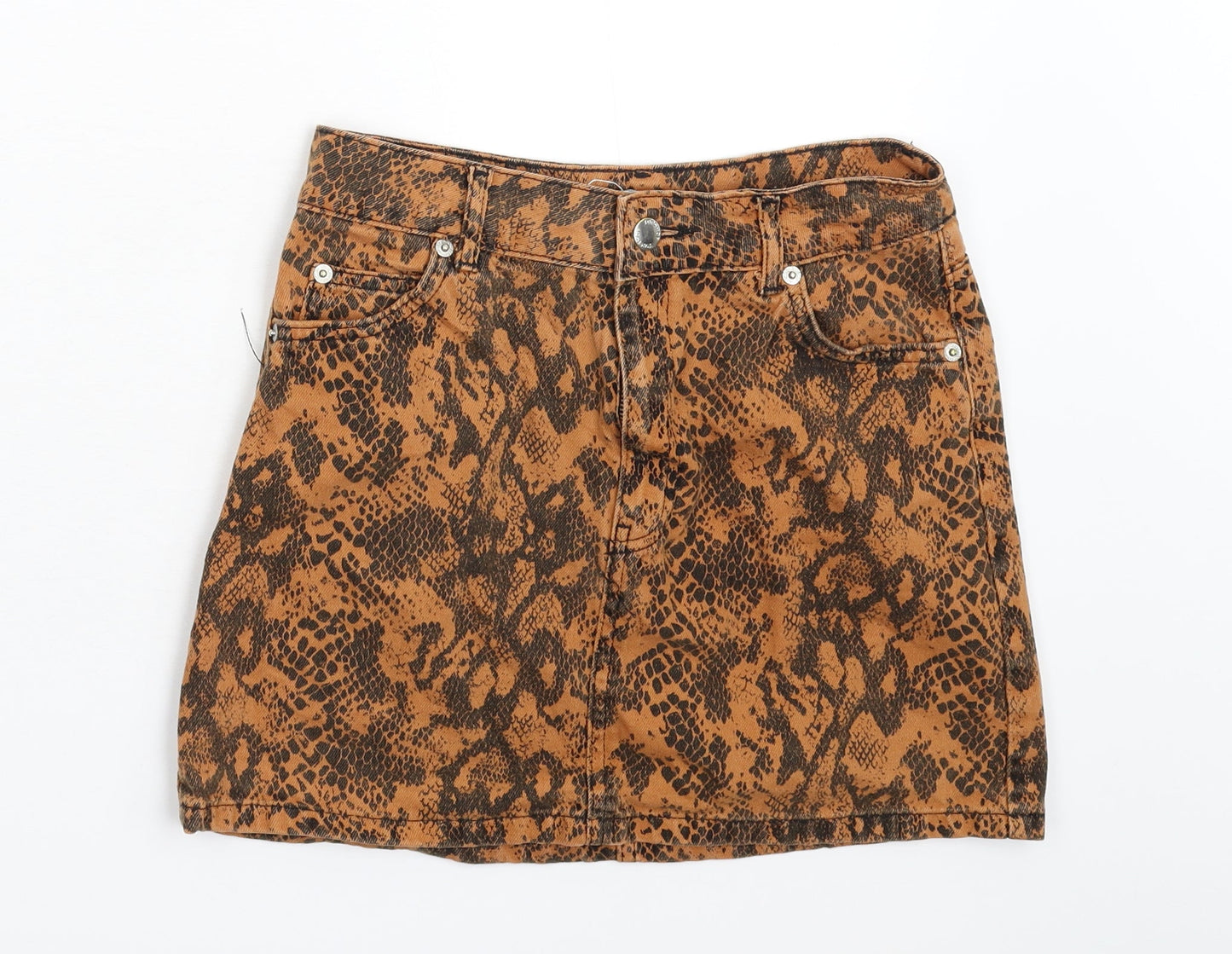 Womens UK Size 8 Topshop Orange Mini Skirt