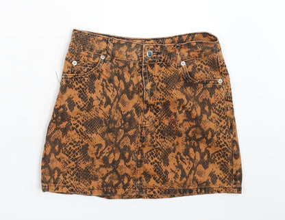 Womens UK Size 8 Topshop Orange Mini Skirt