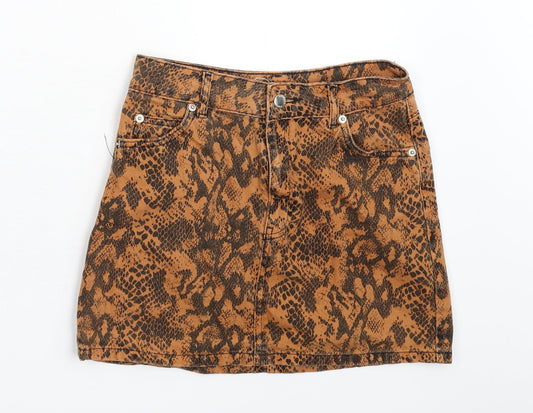 Womens UK Size 8 Topshop Orange Mini Skirt