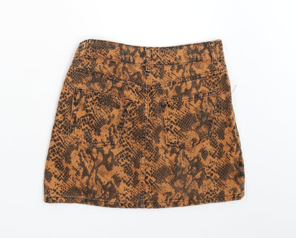 Womens UK Size 8 Topshop Orange Mini Skirt