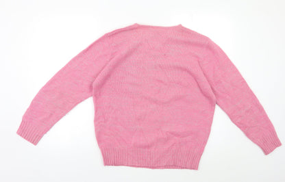 Womens UK Size M Poppy Pink Pullover Jumper