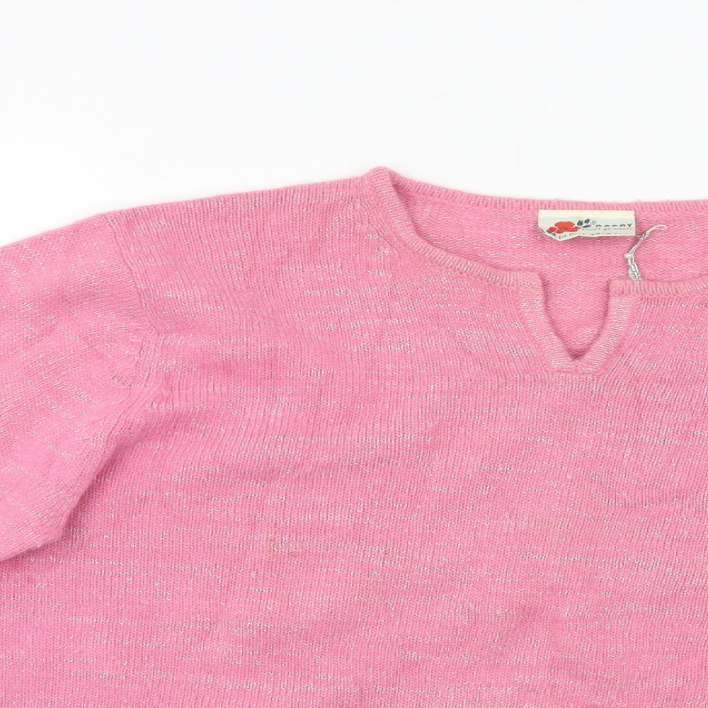 Womens UK Size M Poppy Pink Pullover Jumper
