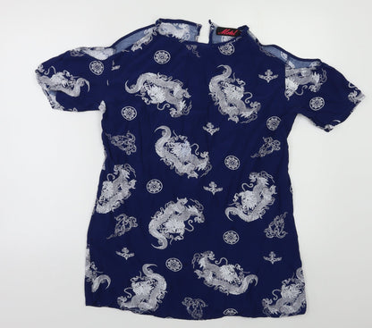 Womens UK Size S Motel Blue Basic Blouse