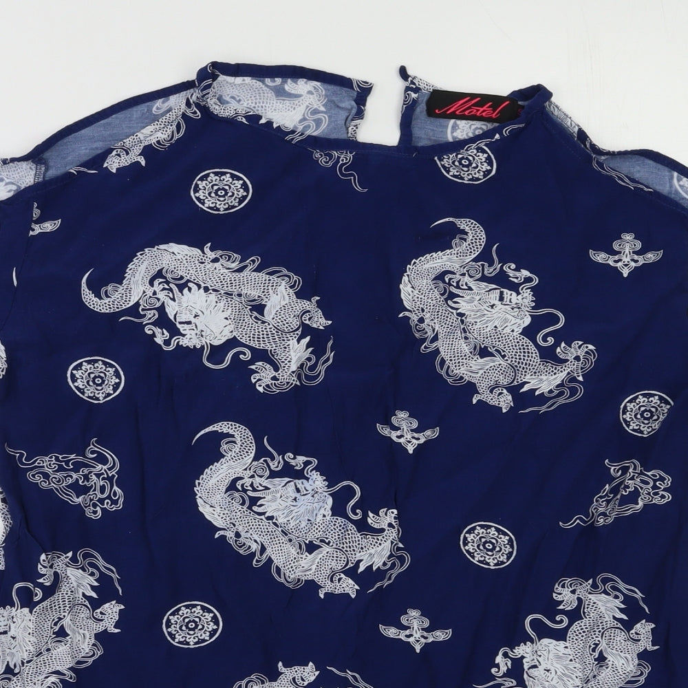 Womens UK Size S Motel Blue Basic Blouse