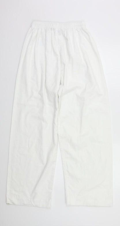 Womens UK Size M Preworn Regular Fit Sweatpants White Trousers