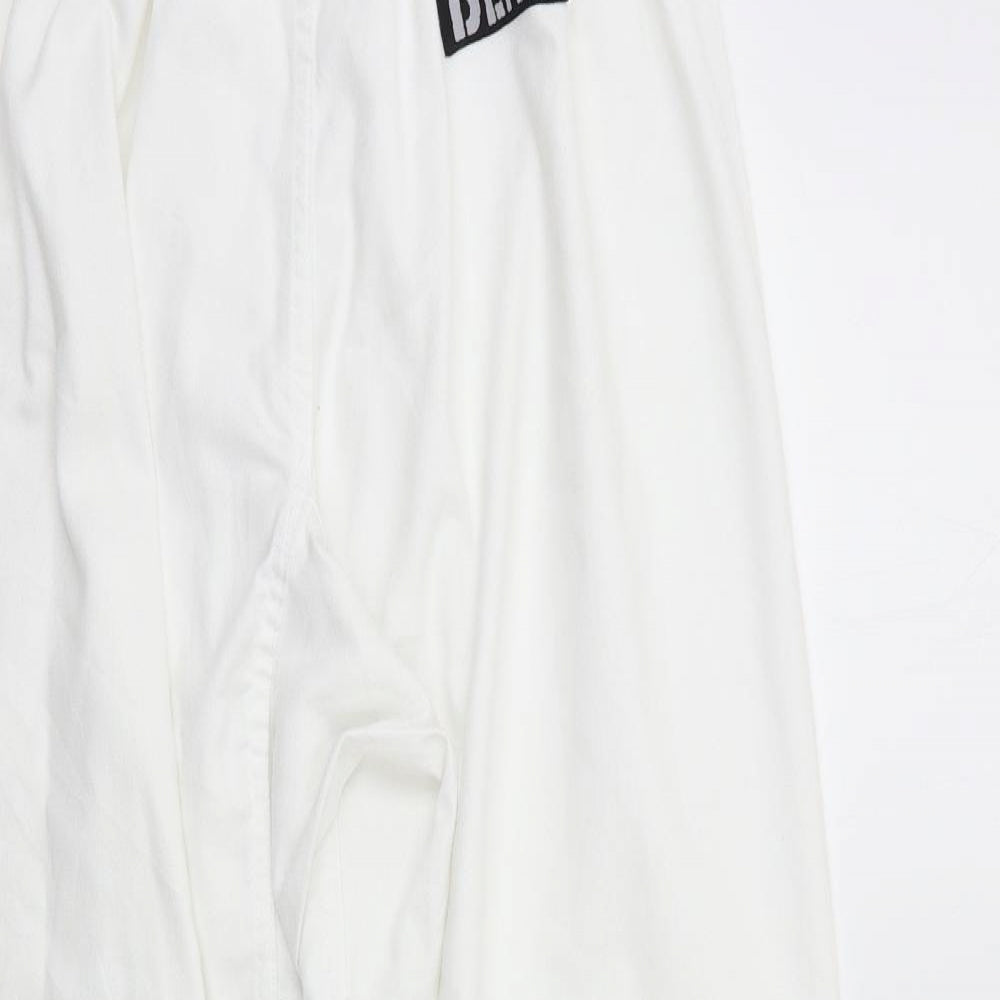 Womens UK Size M Preworn Regular Fit Sweatpants White Trousers