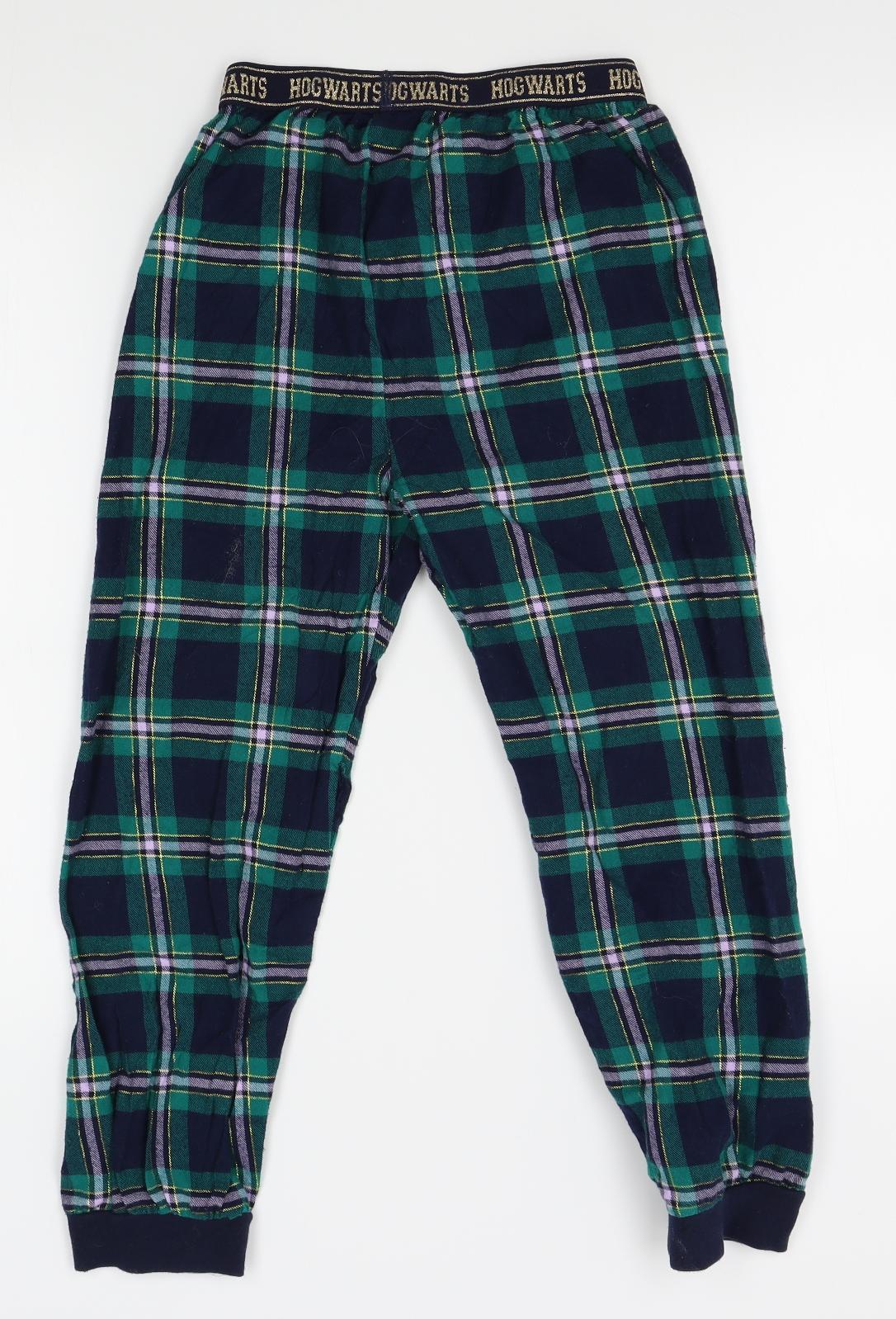 M&S Girls Green Plaid   Lounge Pants Size 10-11 Years  - hogwarts
