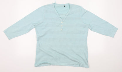 Womens UK Size S Preworn Blue Basic T-Shirt