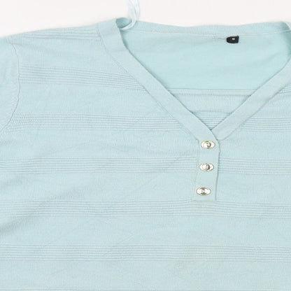 Womens UK Size S Preworn Blue Basic T-Shirt
