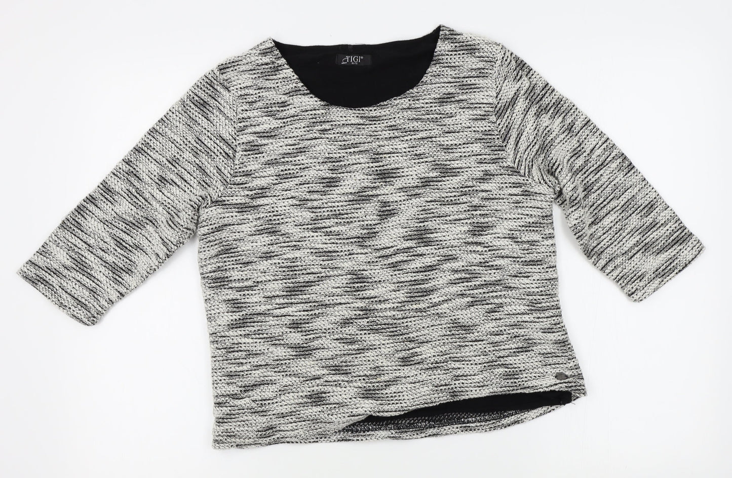 tigi Womens Grey Striped  Pullover Jumper Size 10