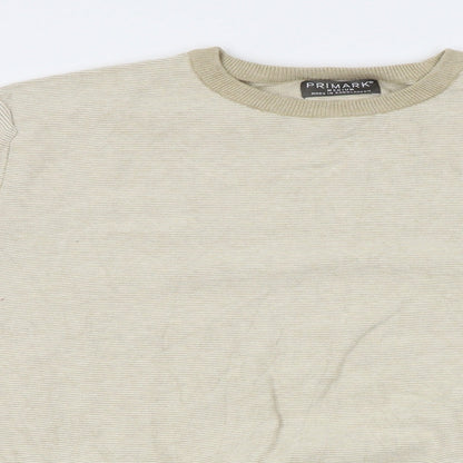 Primark Mens Beige Striped  Pullover Jumper Size M