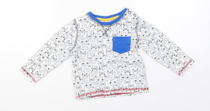 TU Boys White   Basic T-Shirt Size 6-9 Months  - cars