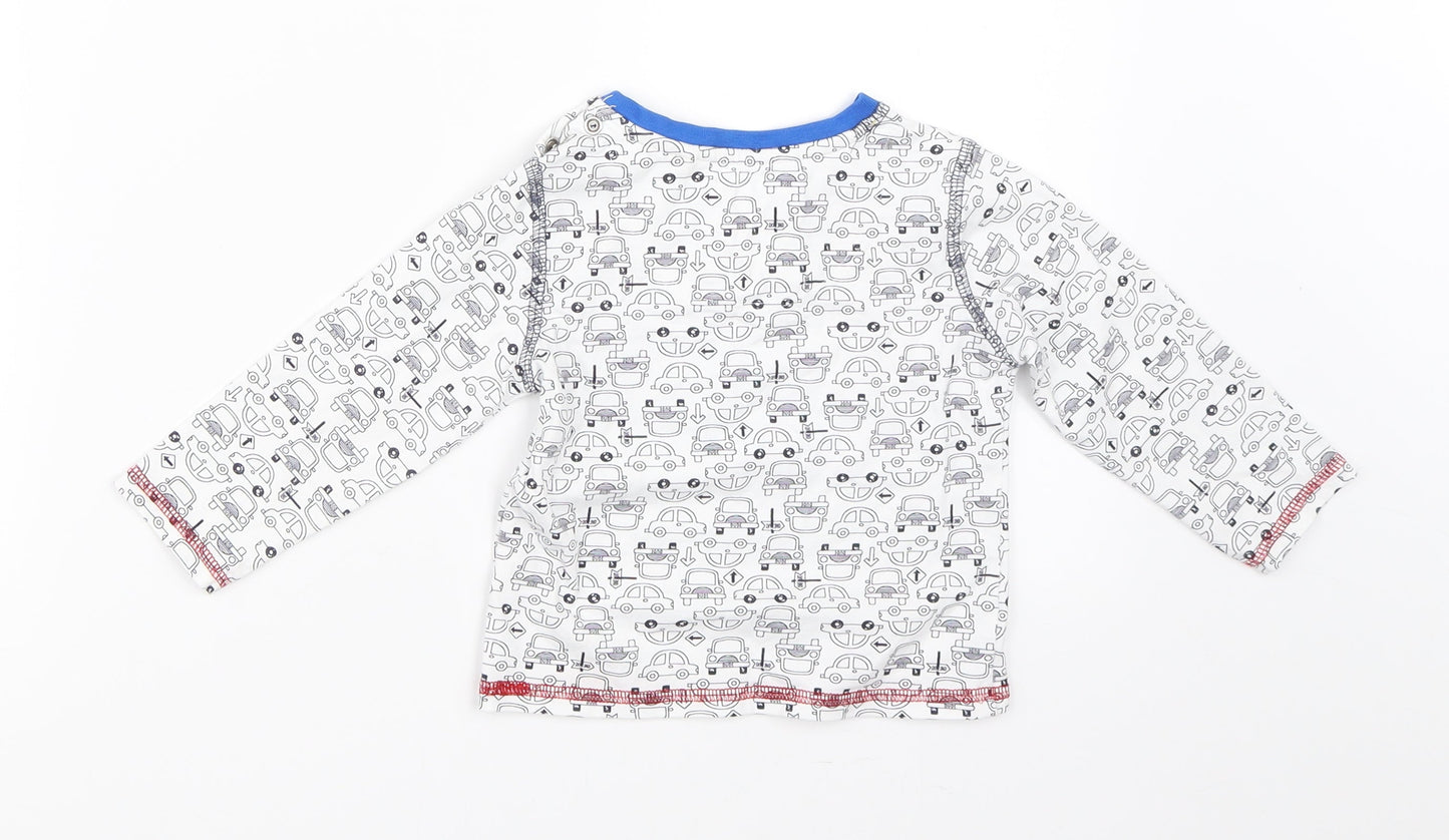 TU Boys White   Basic T-Shirt Size 6-9 Months  - cars