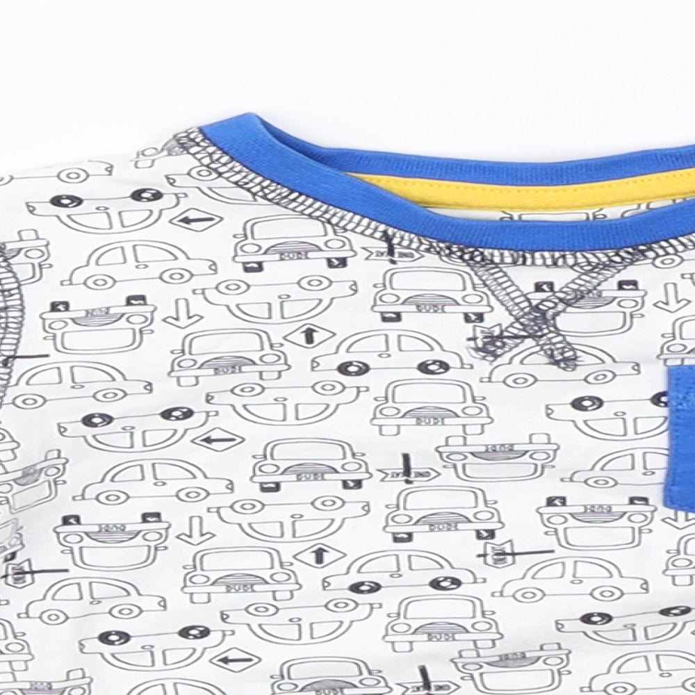 TU Boys White   Basic T-Shirt Size 6-9 Months  - cars
