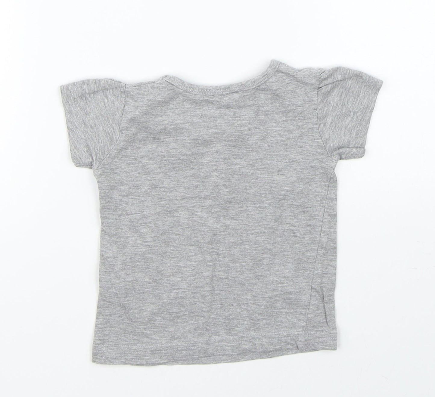 Preworn Girls Grey   Basic T-Shirt Size 6-9 Months