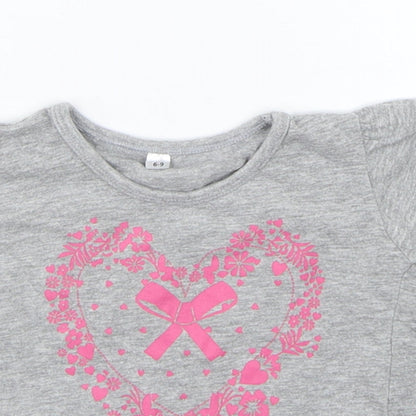 Preworn Girls Grey   Basic T-Shirt Size 6-9 Months
