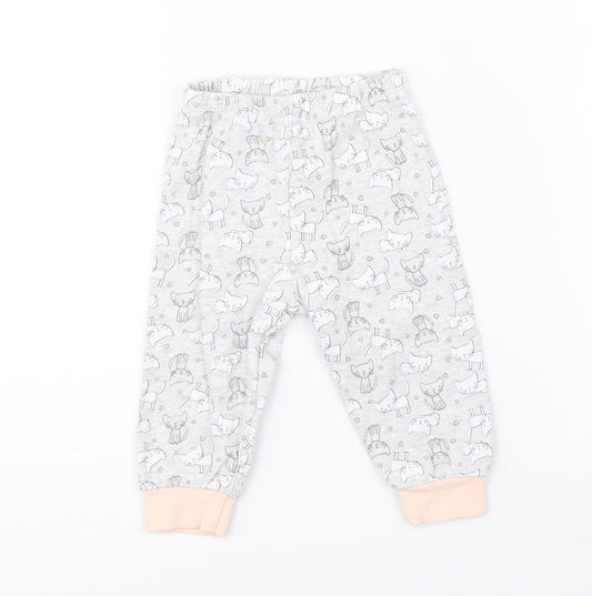 Primark Girls Grey    Pyjama Pants Size 6-9 Months  - cats