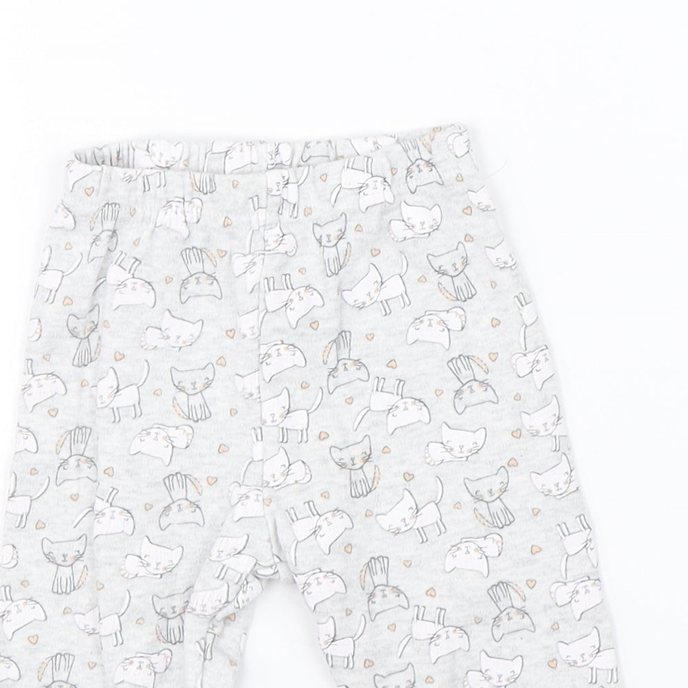 Primark Girls Grey    Pyjama Pants Size 6-9 Months  - cats
