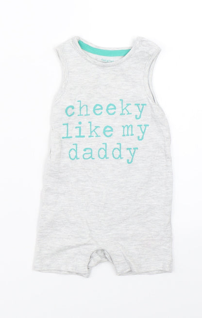 F&F Boys Grey   Dungaree One-Piece Size 3-6 Months