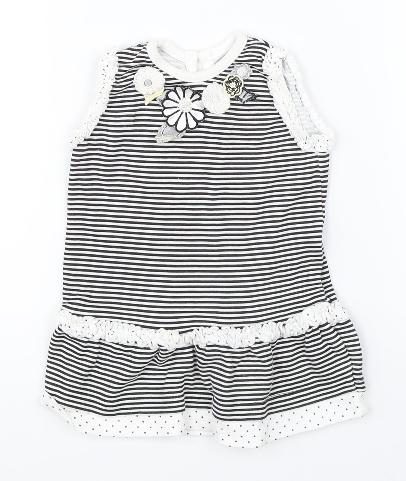 George Girls Black Striped  Shift  Size 3-6 Months
