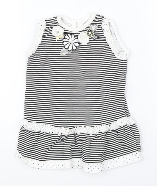 George Girls Black Striped  Shift  Size 3-6 Months