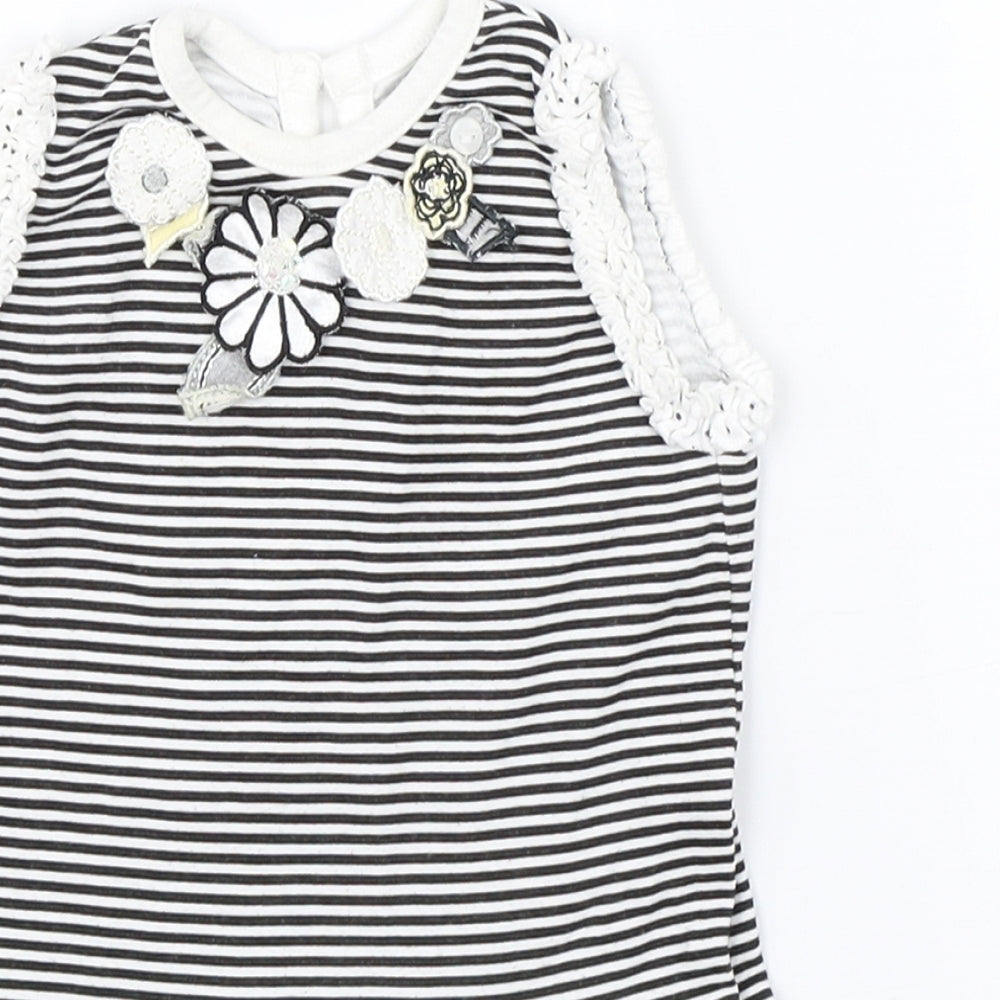 George Girls Black Striped  Shift  Size 3-6 Months