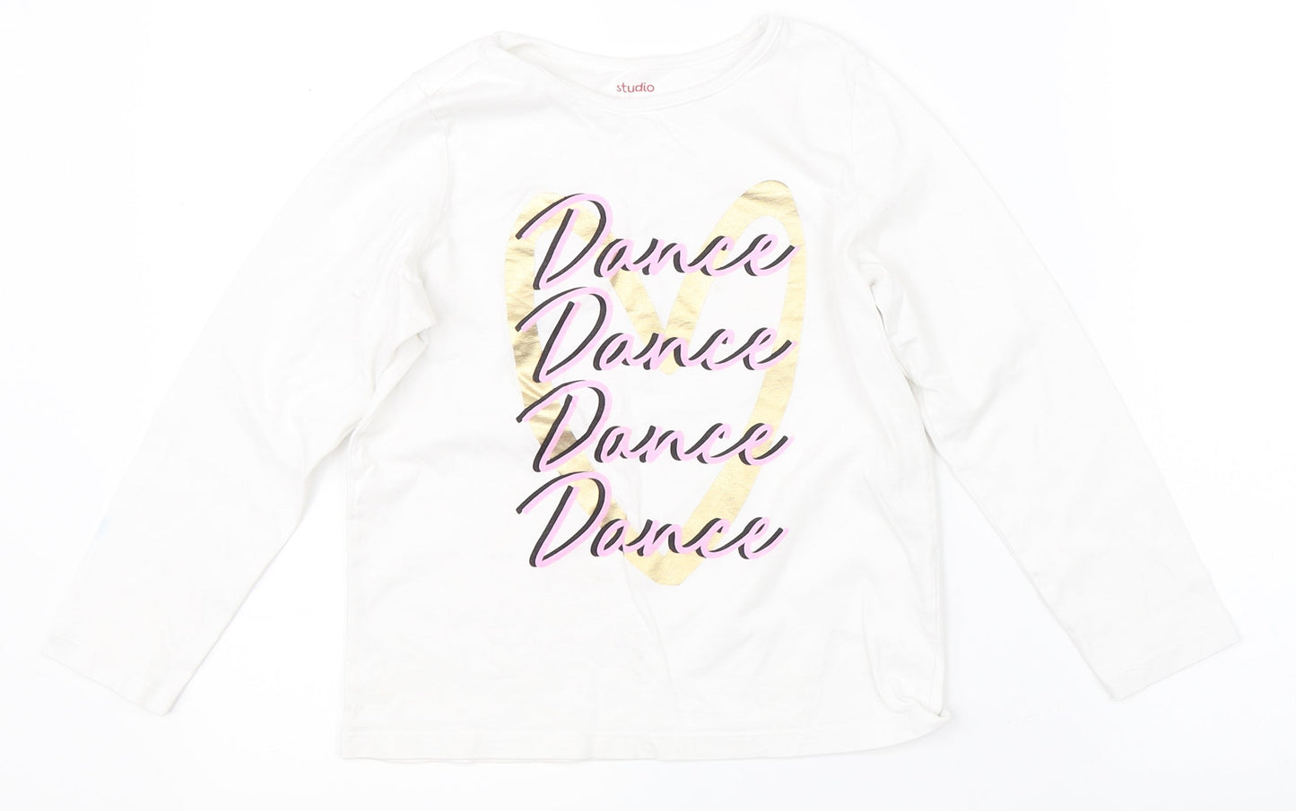 Studio Girls White   Basic T-Shirt Size 7-8 Years  - dance