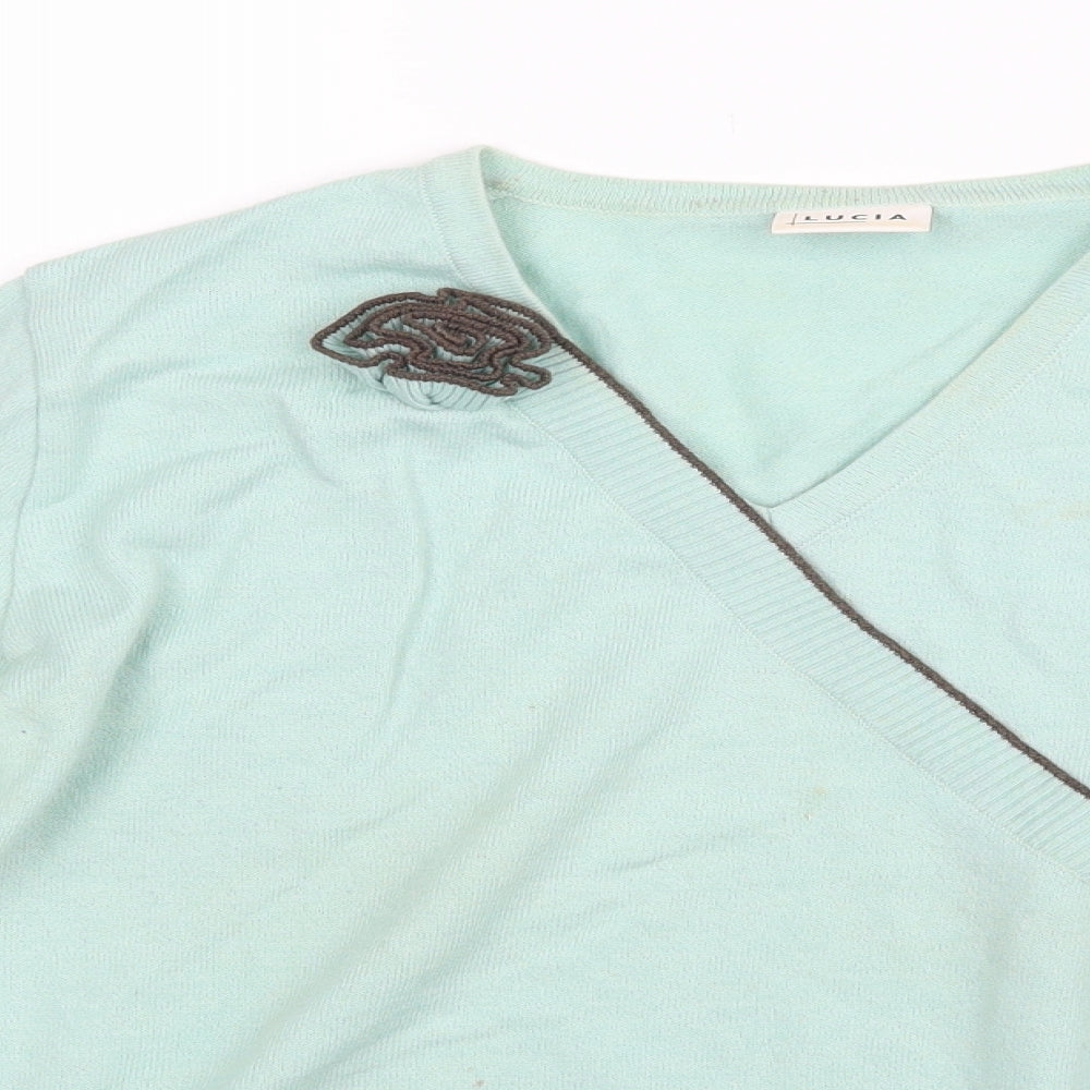 Womens UK Size 16 LUCIA Green Basic Blouse