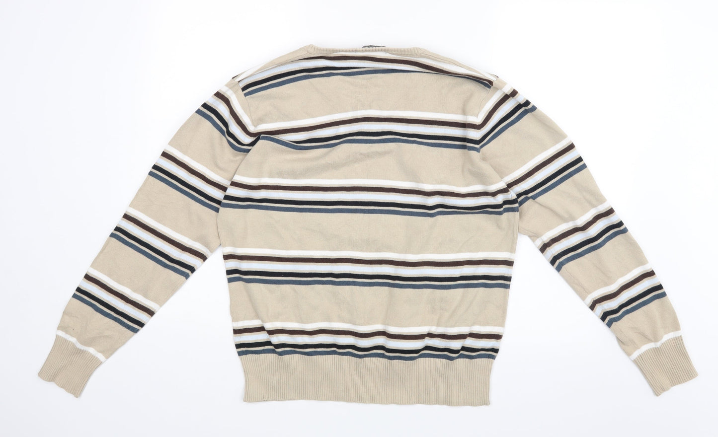 Officers Club Mens Beige Striped  Pullover Jumper Size M