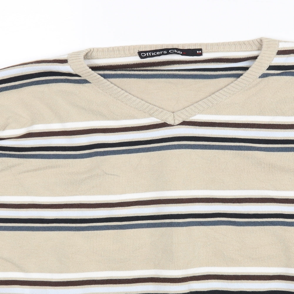 Officers Club Mens Beige Striped  Pullover Jumper Size M