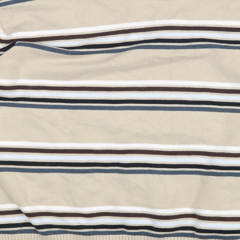 Officers Club Mens Beige Striped  Pullover Jumper Size M