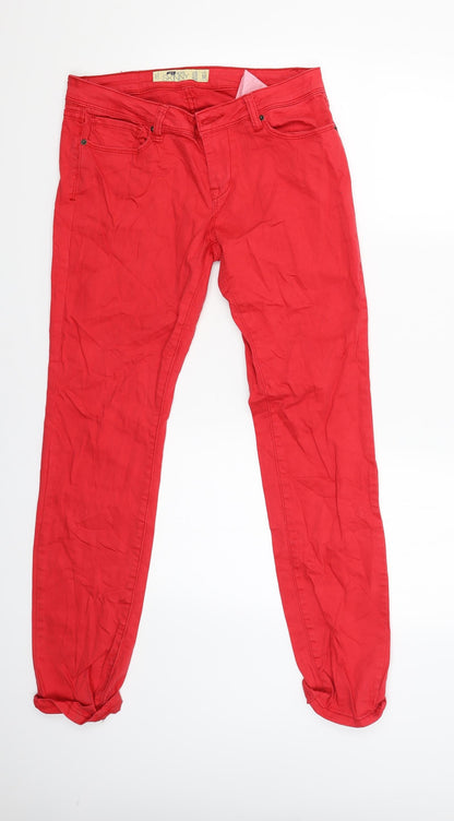 Womens UK Size M FB Sister Regular Fit Skinny Red Jeans