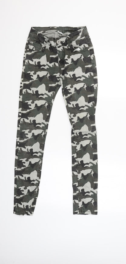Dzire Womens Green Camouflage  Capri Trousers Size XS L29 in