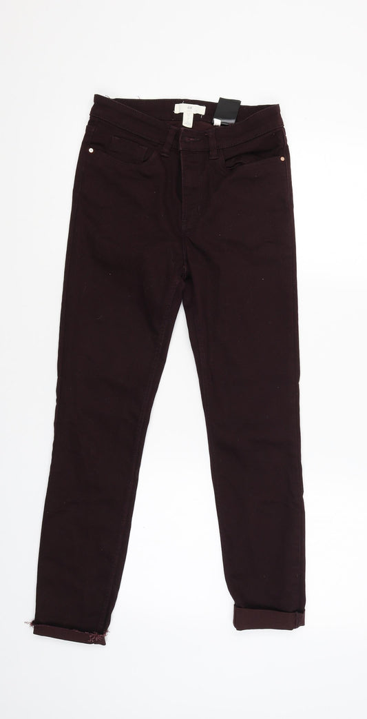 Womens UK Size 8 H&M Regular Fit Capri Red Trousers