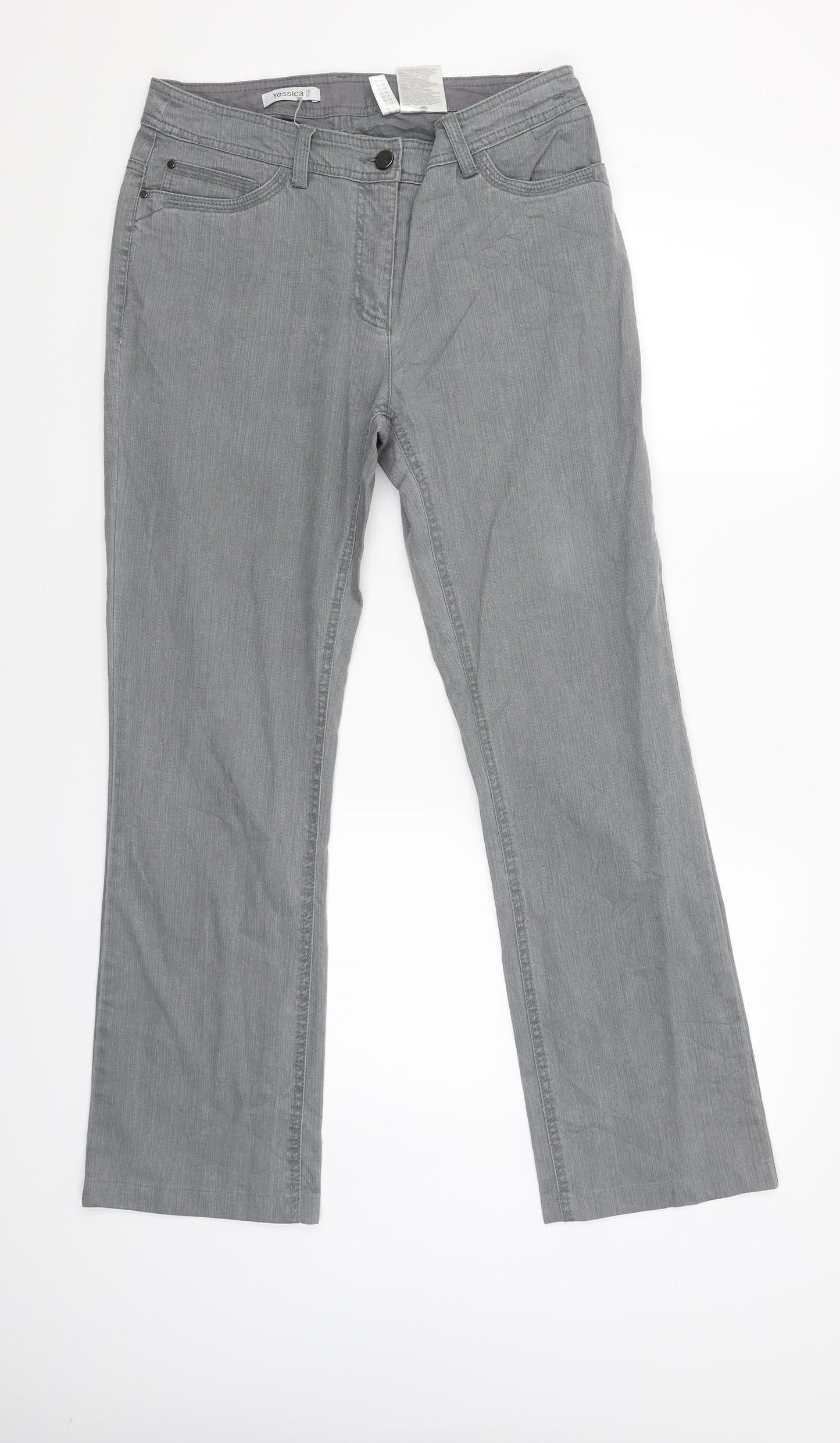 Womens UK Size 12 Yessica Regular Fit Capri Grey Trousers