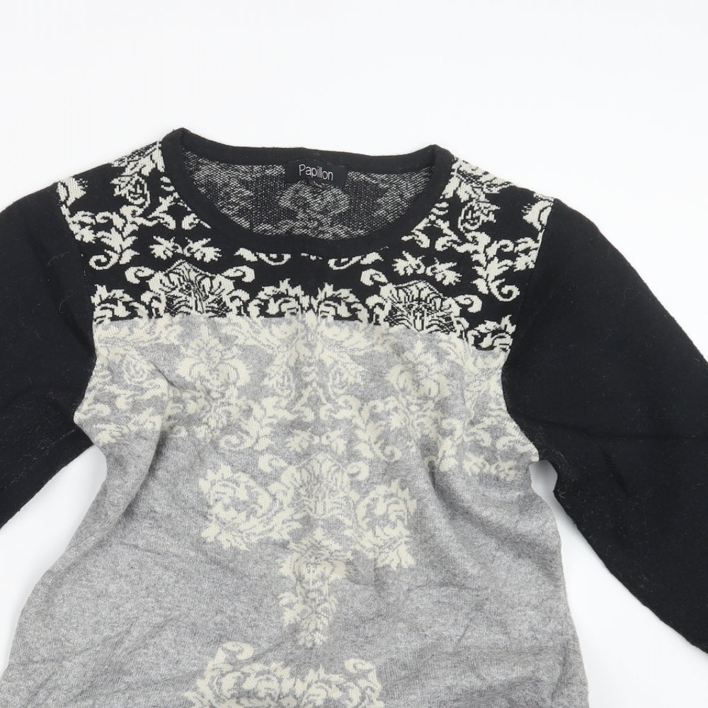 Papillon Womens Black  Knit Pullover Jumper Size L