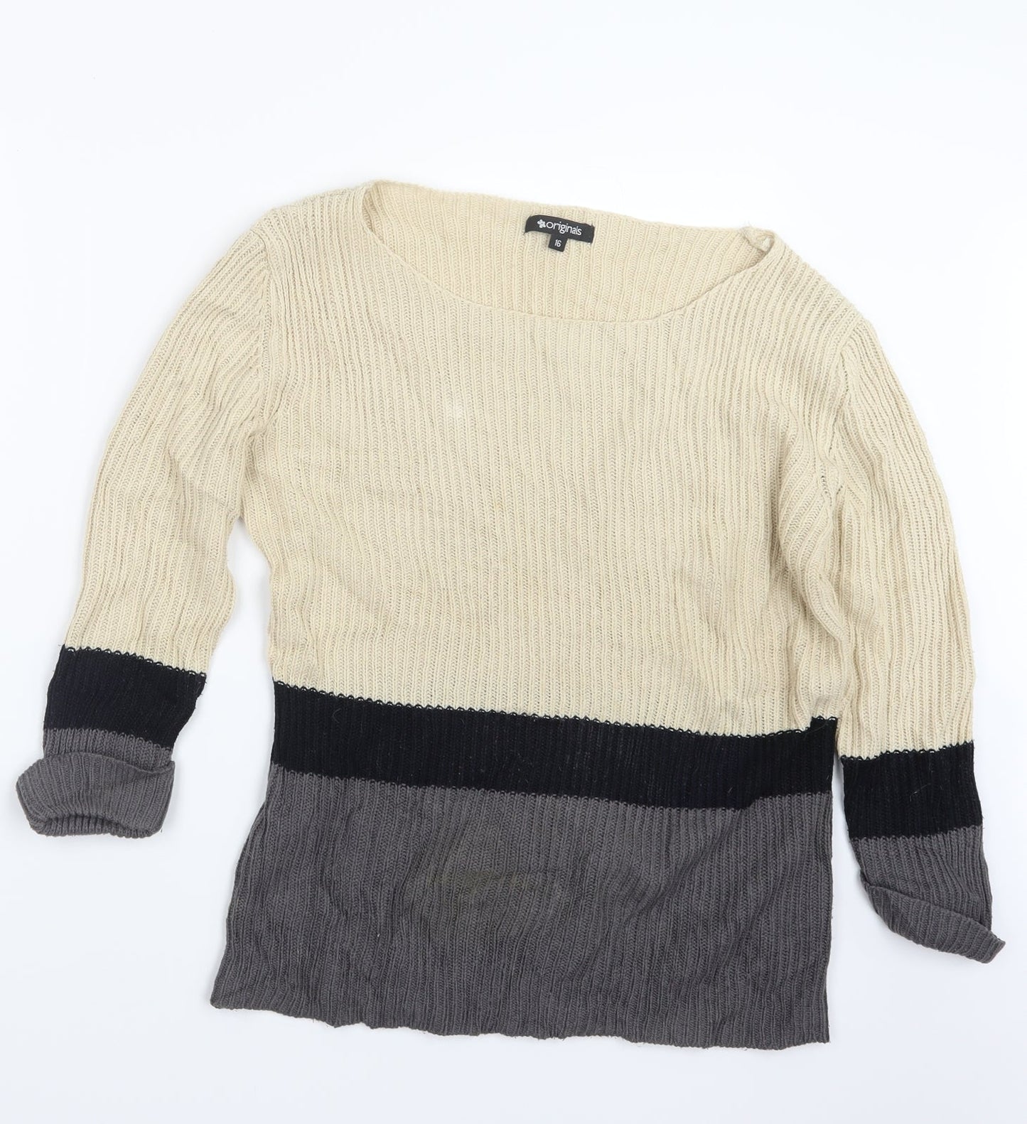 Womens UK Size 16 Originals Beige Pullover Jumper