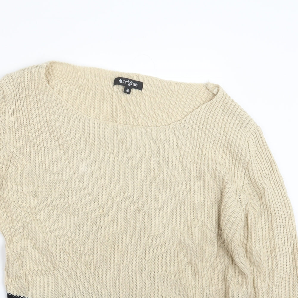 Womens UK Size 16 Originals Beige Pullover Jumper