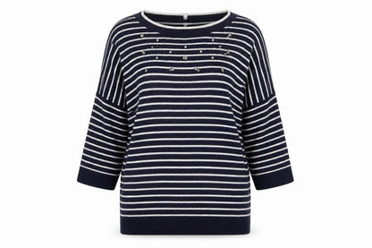 Country Casuals Womens Blue Striped Knit Pullover Jumper Size L