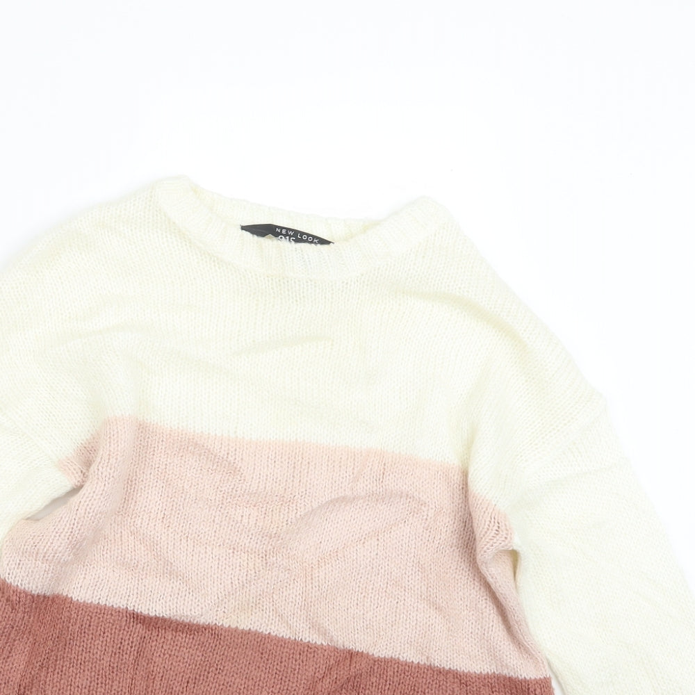 New Look Girls Pink  Knit Pullover Jumper Size 12-13 Years