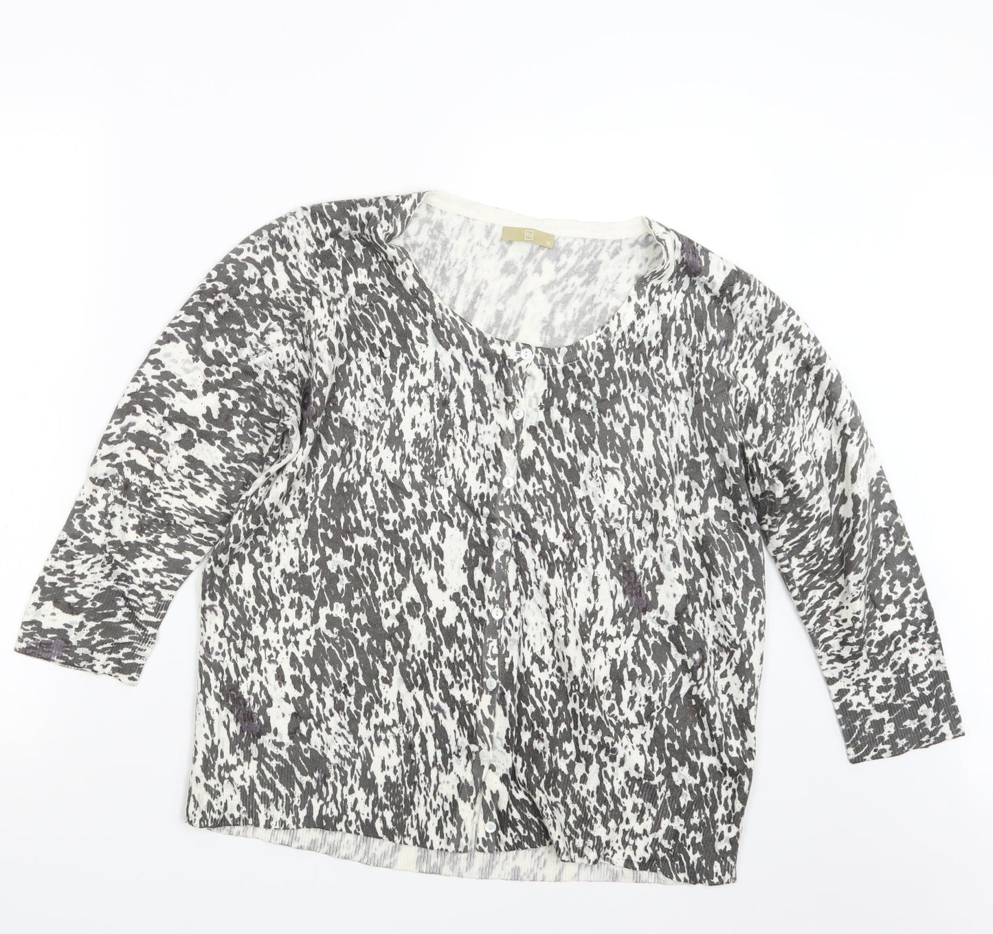 TU Womens Grey Geometric Knit Cardigan Jumper Size 18