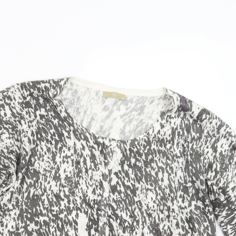 TU Womens Grey Geometric Knit Cardigan Jumper Size 18