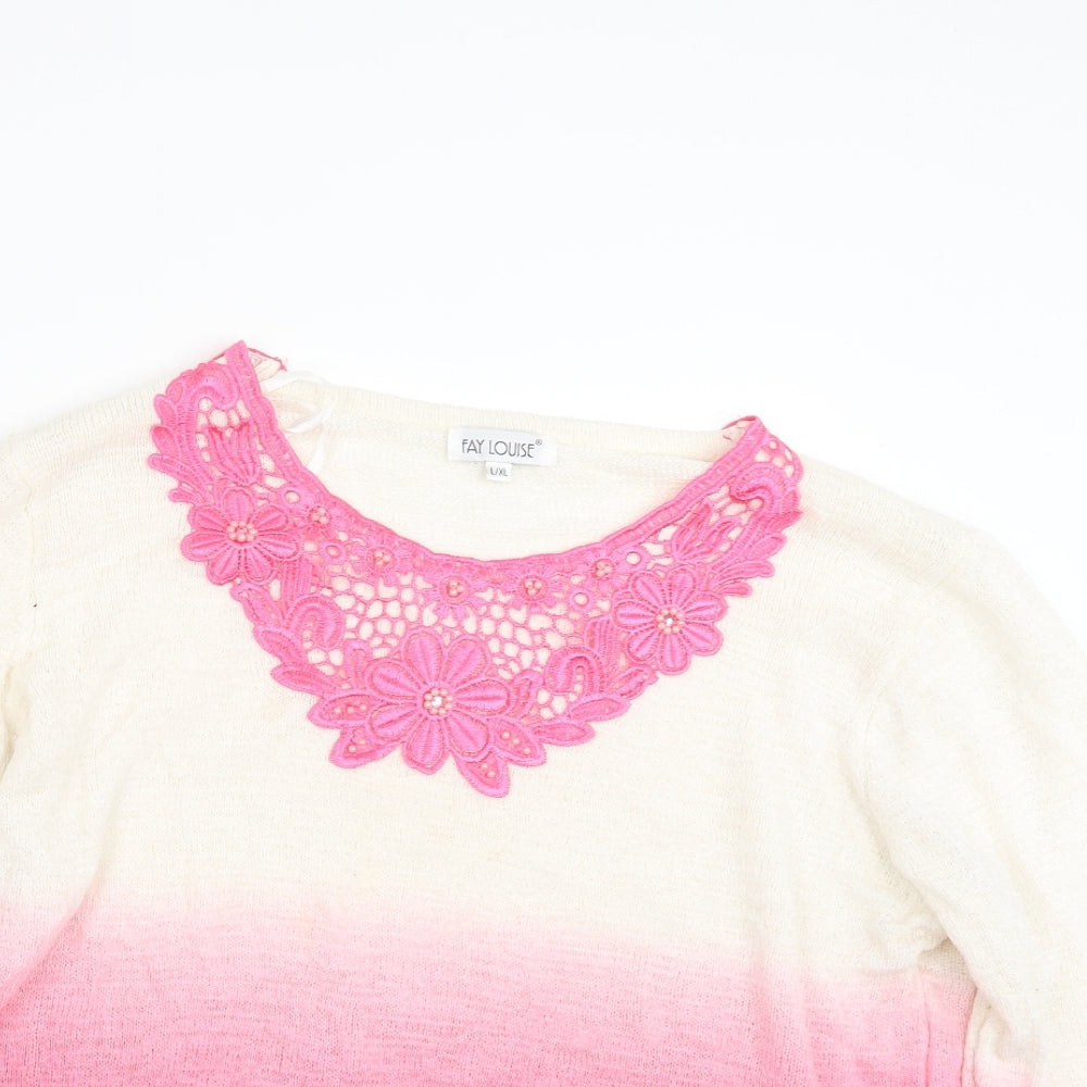 Womens UK Size L Fay Louise Pink Pullover Jumper