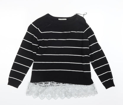 George Womens Black Striped Knit Pullover Jumper Size 14