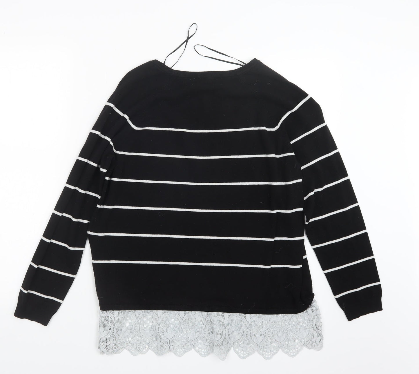 George Womens Black Striped Knit Pullover Jumper Size 14