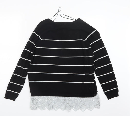George Womens Black Striped Knit Pullover Jumper Size 14